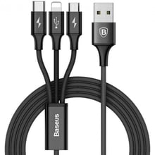 Baseus USB Cable to Lightning/microUSB/USB-C Rapid 3-in-1 1.2m Black (CAMLT-SU01)