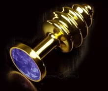 Віта золотиста анальна пробка з кристалом, мала (синій)