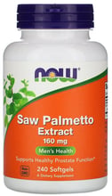 Now Foods Saw Palmetto 160 mg экстракт серенои, профилактика простатита 240 капсул