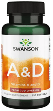 Swanson Vitamin A & D Витамины А и D 250 гелевых капсул