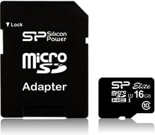 Silicon Power 16GB microSDHC Class 10 UHS-I U1 Elite + adapter (SP016GBSTHBU1V10SP)