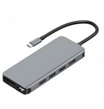WIWU Alpha 12 in 1 USB-C to 3xUSB 3.0+3xUSB 2.0+USB-C+SD+HDMI+RJ45+3.5 Grey