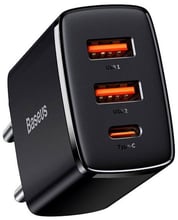 Baseus Wall Charger Compact 2xUSB+USB-C 30W Black (CCXJ-E01)