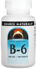 Source Naturals Vitamine B-6 500 mg 100 tab / 100 servings
