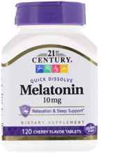 21st Century Melatonin 10 mg 120 Quick Dissolve Tablets Cherry Flavor (CEN-27503)
