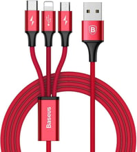 Baseus USB Cable to Lightning/microUSB/USB-C Rapid Red (CAMLT-SU09)