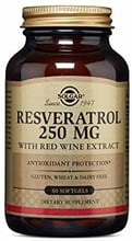 Solgar Resveratrol, 250 mg, 60 Softgels Солгар Ресвератрол
