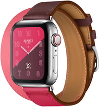Apple Watch Series 4 Hermes 40mm GPS+LTE Stainless Steel Case with Bordeaux/Rose Extrême/Rose Azalée Swift Leather Double Tour