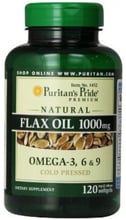 Puritan's Pride FLAX OIL 1000 mg Omega-3, 6 & 9, 120 гелевых капсул