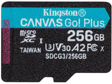 Kingston 256GB microSDXC class 10 A2 U3 V30 Canvas Go Plus (SDCG3 / 256GBSP)