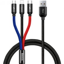 Baseus USB Cable to Lightning/microUSB/USB-C Three Primary Colors 1.2m Black (CAMLT-BSY01)