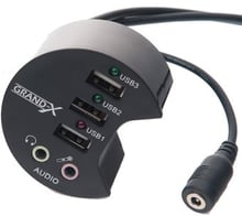 USB хаб Grand-X 3,5mm audio in-out (DH-60X)