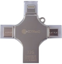 COTEetCI 32GB 4-in-1 Zinc Alloy iUSB Silver (CS5129-32G)