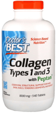Doctor's Best Collagen Types 1 and 3 with Peptan 1,000 mg 540 Tabs (DRB-00358)