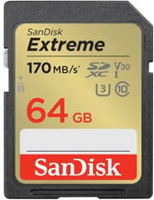 SanDisk 64GB SDXC Class 10 UHS-I U3 V30 Extreme (SDSDXV2-064G-GNCIN)