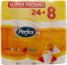Туалетная бумага Perfex Персик 3 слоя 24+8шт.