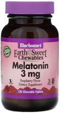 Bluebonnet Nutrition EarthSweet Melatonin 3 mg Мелатонин 3 мг Малиновый Вкус 120 жевательных таблеток