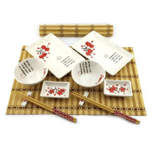 Сервиз для суши Красная сакура на белом фоне 2 персоны 39х27,5х5,5 см (DN34282B)
