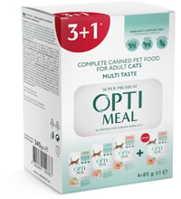 Вологий корм Optimeal Adult Cats Multi Taste №4 для котів (3+1) 0.34 кг (4820269140783)