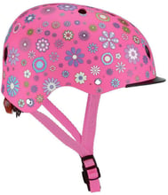 Шлем защитный детский GLOBBER, Цветы розовый, с фонариком, 48-53см (XS/S) (507-110)