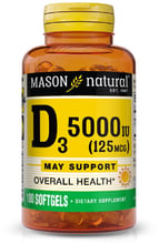 Mason Natural Vitamin D3 5000 ME Витамин Д3 100 мягких капсул
