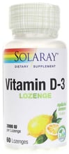 Solaray Vitamin D3, 2000 UI, Nature Lemon, 60 Lozenges (SOR79645)