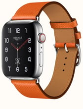 Apple Watch Series 4 Hermes 40mm GPS+LTE Stainless Steel Case with Feu Epsom Leather Single Tour (H077058CJ9J)