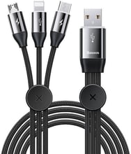 Baseus USB Cable to Lightning/microUSB/USB-C Car Co-Sharing 3.5A 1m Black (CAMLT-FX01)