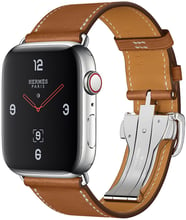 Apple Watch Series 4 Hermes 44mm GPS+LTE Stainless Steel Case with Fauve Barenia Leather Single Tour Deployment Buckle (MU6T2)