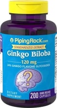 Piping Rock Ginkgo Biloba Extract 120 mg Full Spectrum Nutrition 200 Caps Экстракт Гинкго билоба