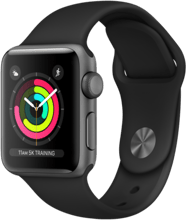 Apple Watch Series 3 38mm GPS Space Gray Aluminum Case with Black Sport Band (MTF02) (MTF02FS/A) UA