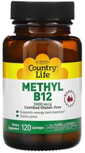 Country Life Methyl B12 3000 mcg Метил В12 Ягодный вкус 120 пастилок