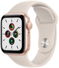 Apple Watch SE 40mm GPS Gold Aluminum Case with Starlight Sport Band (MKQ03)