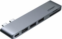 Ugreen Adapter CM251 Dual USB-C to 3xUSB3.0+SD+TF Gray (60560)