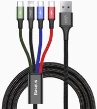 Baseus USB Cable to Micro USB/Lightning/x2 Type-C Fast 3.5А 1.2m Black (CA1T4-B01)
