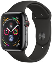 Apple Watch Series 4 44mm GPS+LTE Space Black Stainless Steel Case with Black Sport Band (MTV52, MTX22)