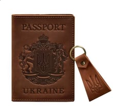 Набор кожаных аксессуаров с украинской символикой BlankNote светло-коричневый (BN-SET-42-UA-k-kr)