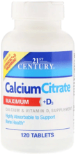 21st Century, Calcium Citrate Maximum + D3, 120 Tablets (CEN-27493)