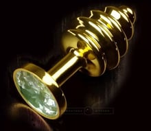 Віта золотиста анальна пробка з кристалом, мала (прозорий)