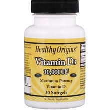 Healthy Origins Vitamin D3 Gels 10,000 IU (Lanolin) 30 caps Витамин D3