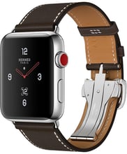 Apple Watch Series 3 Hermes 42mm GPS+LTE Stainless Steel Case with Ébène Barenia Leather Single Tour Deployment Buckle