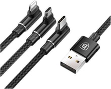Baseus USB Cable to Lightning/microUSB/USB-C MVP Mobile Game 1.2m Black (CAMLT-WZ01)
