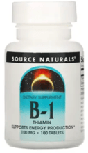 Source Naturals Vitamine B-1 100 mg 100 tab / 100 servings