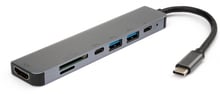 Vinga Adapter USB-C to 2xUSB-C + HDMI + 2xUSB + SD / TF Grey (VCPHTC7AL)