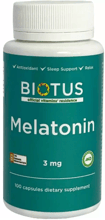 Biotus Melatonin 3 mg Мелатонин 100 капсул