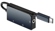 WIWU Adapter LT02Pro USB-C to 2xUSB-C+3.5mm Grey