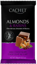 Шоколад Cachet Almonds Raisins молочный с орехами и изюмом №47, 300г