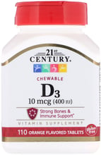 21st Century Vitamin D3 Chewable 400 IU 110tablets (Orange)