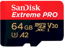 SanDisk 64GB microSDXC class 10 UHS-I U3 Extreme Pro V30 + adapter (SDSQXCU-064G-GN6MA)