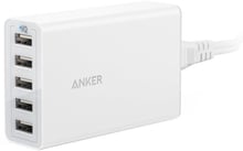 ANKER USB Wall Charger PowerPort 5 40W 5xUSB Power IQ V3 White (A2124L22)